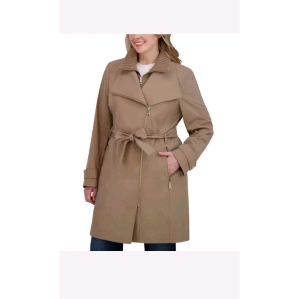 Halston Women's Trench Chic Coat Brown Size XL